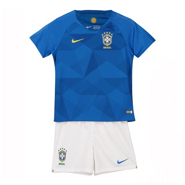Camiseta Brasil 2ª Niño 2018 Azul